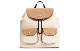 Кожаный рюкзак Pennie из коровьей кожи для женщин бело-коричневый Coach 6146-imcah