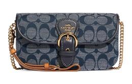 Кожаная сумка через плечо Kleo из коровьей кожи для женщин джинсового синего цвета Coach c8304-imdei