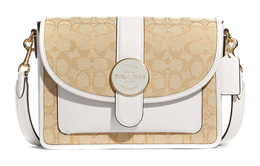 Сумка через плечо среднего размера Coach для женщин из ткани лонни с кожаными деталями, светлый шамбрей c8307-imdqc