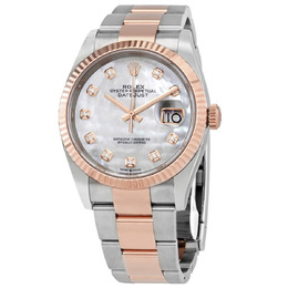 Rolex Datejust 36 Automatic Mother of Pearl Diamond Dial Mens Steel and 18kt Everose Gold Oyster Watch Ref. 126231MDO