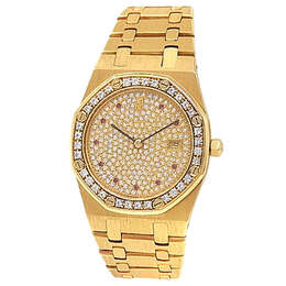 Pre-owned Audemars Piguet Royal Oak Quartz Diamond Mens Watch 56342ba/z/0789ba/03