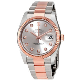 Rolex Datejust 116231SDO Mens Silver Dial with Diamond Accents and Rose Gold Bracelet