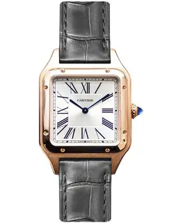 Cartier Santos Dumont Rose Gold Grey Leather Men's Watch wgsa0021