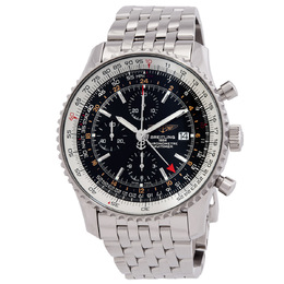 Pre-owned Pre-owned Breitling Navitimer World Chronograph GMT Automatic Chronometer Black Dial Mens Watch a2432212/b726