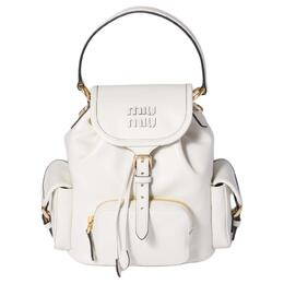 Miu Miu Кожаный рюкзак Cow Leather женский белый 5bz043_2crw_f0009_v_oom