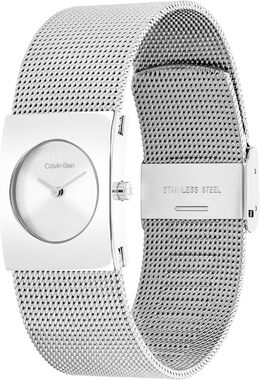 Женские часы Calvin Klein CK Pulse из нержавеющей стали - корпус геометрической формы 21 мм, сетчатый браслет, миниатюрный культовый стиль - подарок для нее, Silver b0frng974p | silver
