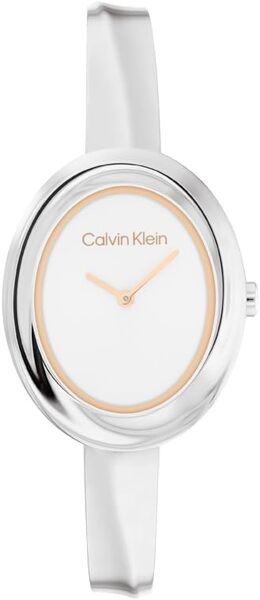 Женские кварцевые часы Calvin Klein с витым безелем, 24 мм, 2 часа, регулируемый браслет из нержавеющей стали, водонепроницаемость 30 метров, эксклюзивная мода на все случаи жизни, подарок для нее, Silver b0dkg85y8q | silver
