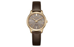 Citizen Часы Ecology Drive Collection Light Powered Quartz Movement Genuine Leather Strap Watch Women's Watch Gray Dial, Gold ew2593-10x | gold