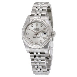 Pre-owned Rolex Lady-Datejust Diamond Silver Dial Ladies Watch 179174-sdj
