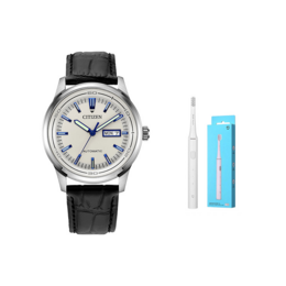 Классический механический механизм часы с кожаным ремешком из коровьей кожи унисекс белый циферблат Citizen, белый nh8400-10a