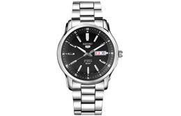 Часы мужские с механическим механизмом на 5 камнях, корпус из нержавеющей стали, циферблат Seiko, черный snkp11k1 | black