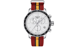 Часы мужские кварцевые механизм коллекция time jog 42mm белый циферблат корпус из нержавеющей стали нейлоновый ремешок Tissot, красный Strap t095.417.17.037.08