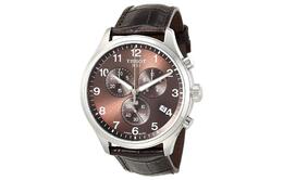 Мужские часы Speed Run Series с кварцевым механизмом, 45 мм, кофейный циферблат, корпус из нержавеющей стали, кожаный ремешок Tissot, Regular t116.617.16.297.00