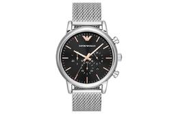 Пилотская коллекция три глаза хронограф наручные часы кварцевый механизм браслет из нержавеющей стали черный циферблат мужские Emporio Armani, черный Dial ar11429