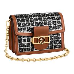 Сумка через плечо из коровьей кожи с цепочкой, женская сумка-кроссбоди, черная с серебристым твидом Louis Vuitton, Set (Bag+Dust Bag) m53777