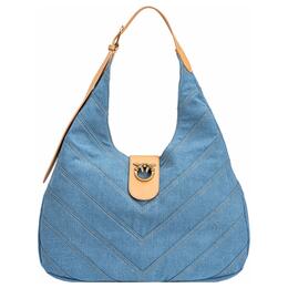 Хлопковая сумка с полиуретаном, большая женская сумка через плечо синего цвета Pinko 102785-a1kk-ec6q