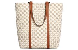 Сумка Triomphe Fabric With Calfskin Regular женская Brown/White Celine, Set (Bag+Dust Bag) 194542ey7-01bc