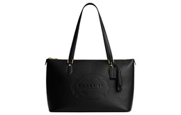 Кожаная сумка-тоут, шоппер, женская сумочка через плечо черного цвета Coach, Set (Bag+Dust Bag) cm086-imblk