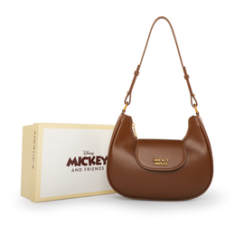 Коллекция MESUCA/MESCA × Mickey Series Сумка через плечо малого размера с PU аппликацией и ПВХ полумесяцем Женская Disney, коричневый dhf22191-b1米奇 | brown