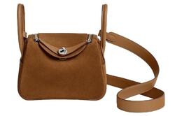 Сумка lindy grizzly со свифт кожаная, мини женская коричневая Hermes, B Stamp h084505ckab