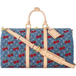 Сумка Takashi Murakami Cherry Keepall Bandouliere 45 джинсовая монограмма Louis Vuitton, Gift Set(Set+Box+Shopping Bag) m13875