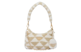 Плюшевая сумка хобо, мохнатая сумка, сумка через плечо, женская сумка khaki/white Prada, Set (Bag+Dust Bag) 1bc204_2ec9_f03c4_v_zop