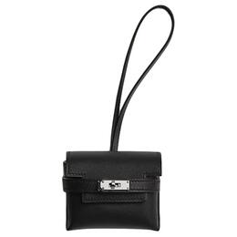 Кожаный брелок Kelly Swift для сумки, мерч для женщин, 89 Noir Black Hermes, W Stamp h084665ck89