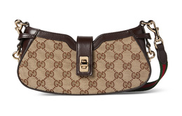 Оригинальная сумка GG Canvas с кожаной отделкой через плечо, женская сумка через плечо и эбони Gucci, Set (Bag+Dust Bag) 786015-fadac-9762