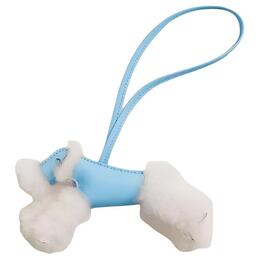 Hermes Budy Аксессуар для сумки из мериносовой шерсти с ягненком Milo Женский Natural & Sky Blue Hermes, Natural & синий h083349cabr | natural & sky blue