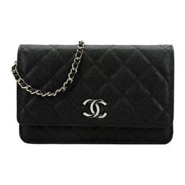 Сумка через плечо Grain Embossed Caviar Cow Leather Mouth Cover Bag, женская черная Chanel, Box(Set+Box) ap3336-b10738-94305