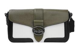 Дамская кожаная сумка через плечо Georgie Refined Pebble с верхней ручкой, переносная, цвета авокадо, белая, черная Coach 6019-qbro5