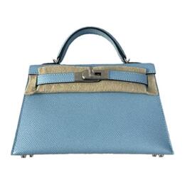 Мини Келли Generation 1 Epsom кожаная сумка через плечо кроссбоди женская D2 НОВИНКА BLEU JEAN деним Hermes, B Stamp h071302ckd2