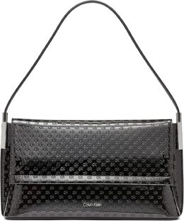 Сумка-полуторка Calvin Klein Verne с клапаном, Black/Silver Patent Emboss b0ftb3v36m | black/silver patent emboss