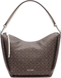 Сумка-хобо через плечо Calvin Klein Prism Top Zip Convertible, Brown/Khaki/Cherub White Logo b0bnlx7dvb | brown/khaki/cherub white logo