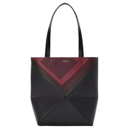 Складная сумка-пазл из коровьей кожи средний размер женская black & burgundy Loewe, Set (Bag+Dust Bag) a779g50x96-1101