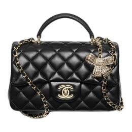 Миниатюрная женская сумка из ягненка черная Chanel, Box(Set+Box) as2431-b22112-94305