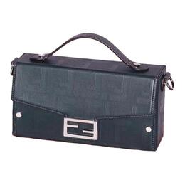 Сумка через плечо Baguette из телячьей кожи, кроссбоди, мужская сумка зеленого цвета Fendi, Set (Bag+Dust Bag) 7va565-ajf4-f100m