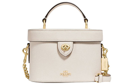 Kay Cross Grain Leather Box Bag, сумка через плечо, кроссбоди, маленькая женская сумка белый Coach, Set (Bag+Dust Bag) 76712-imchk