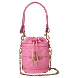 Кожаный ведро Kitty Lambskin, наплечная сумка, кроссбоди, маленькая женская сумка розовая Vivienne Westwood, Set (Bag+Dust Bag) votcba001580