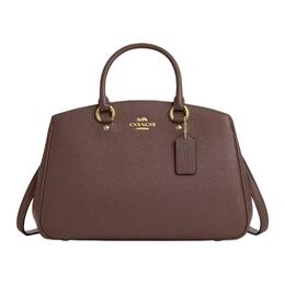 Кожаная сумка через плечо, кроссбоди, женская большая сумка темный каменно-коричневый Coach, Set (Bag+Dust Bag) cal56-imv2r