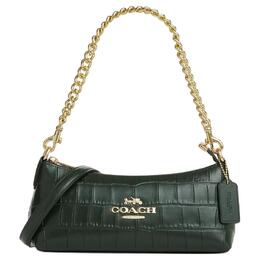 Сумка-багет Charlotte Leather, женская сумка, сумка через плечо золото и амазон грин Coach cl656-imrft