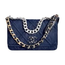 Сумка-кошелек на цепочке denim для женщин dark blue Chanel, Gift Set(Set+Box+Shopping Bag) ap0957-b07655-ng918
