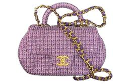 Твидовая мягкая шерстяная сумка через плечо, кроссбоди, женская ручная кладь trumpets purple Chanel, Set (Bag+Dust Bag) as4573-b15098-nt171