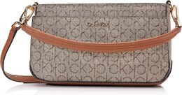 Женская сумка через плечо Calvin Klein Lucy с тремя отделениями, Almond/Taupe/Caramel Embossed b0dkp6r7fc | almond/taupe/caramel embossed