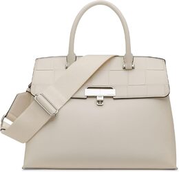 Женская сумка-сэтчел Calvin Klein Becky Turn Lock - 2 в 1, веганская кожа, 3 кармана, Cherub White Woven b0bn8nkk9d | cherub white woven