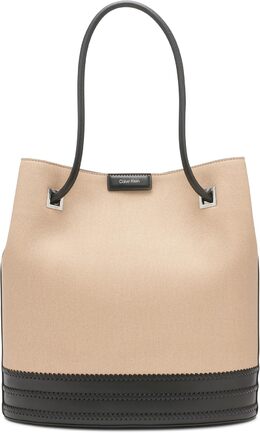 Женская сумка-тоут Calvin Klein Ash - North/South, веганская кожа, 2 кармана, Natural/Black Canvas b0dyyggs3m | natural/black canvas