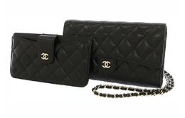 Сумка через плечо из кожи икры с монетницей женская черная Chanel, Gift Set(Set+Box+Shopping Bag) ap1744-y33352-c3906