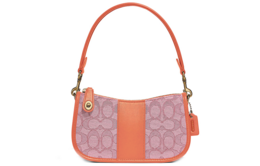 Ткань Swinger с кожаной отделкой портативная сумка через плечо кроссбоди маджонг для женщин оранжево-розовый монограммный принт Coach, Set (Bag+Dust Bag) c2325-b4scj