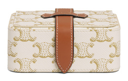 Триумф Канвас и коровья кожа шкатулка для украшений, дорожная косметичка, косметичка Трампетс унисекс белый Celine, Set (Bag+Dust Bag) 4m0372diu-01bc