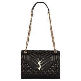 Кожаная сумка-конверт, средняя женская наплечная сумка черный цвет Saint Laurent, Set (Bag+Dust Bag) 600185-aabzo-1025